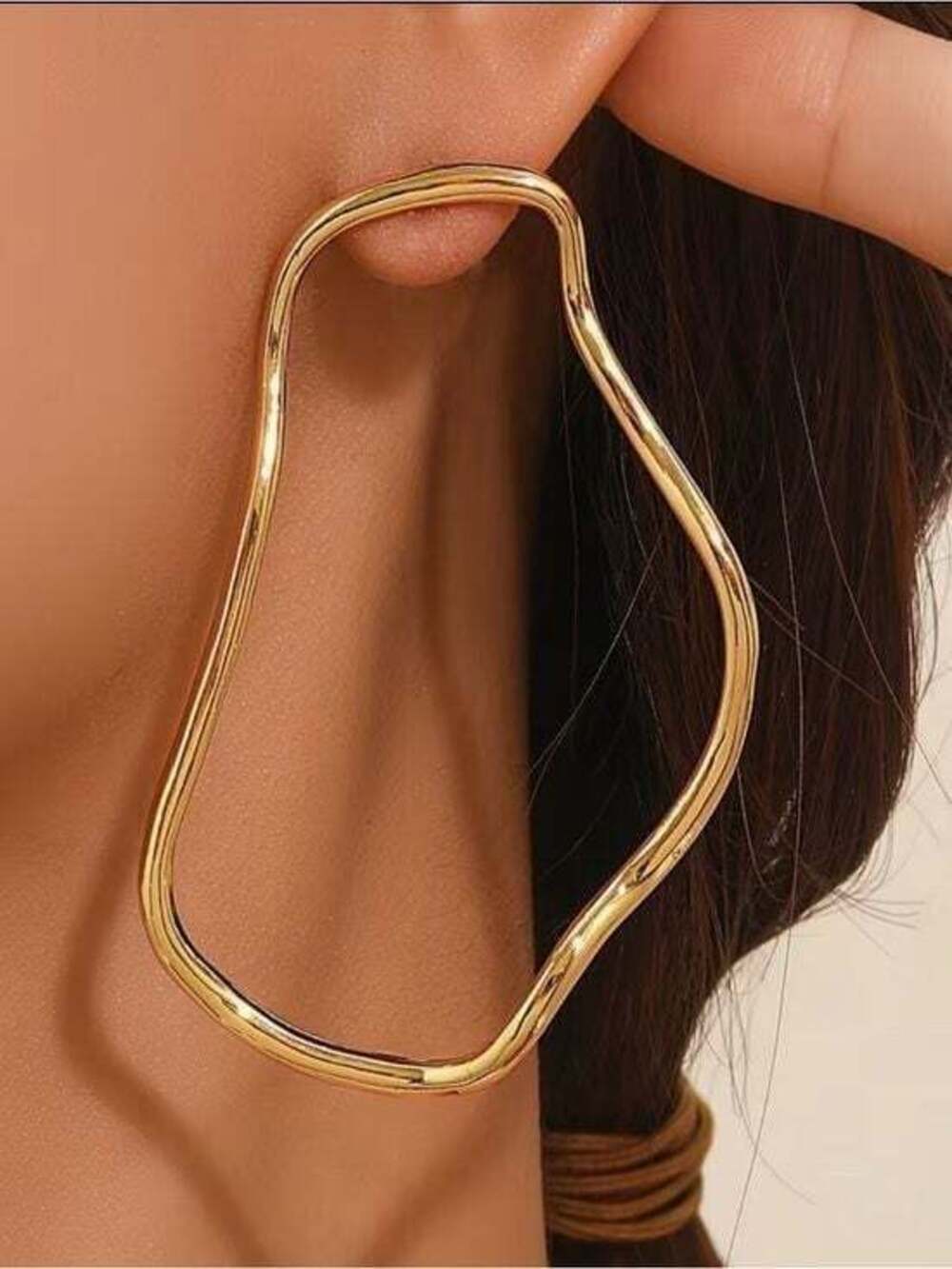 Gold Organic Hoop Earrings - Women Jewelry Earrings